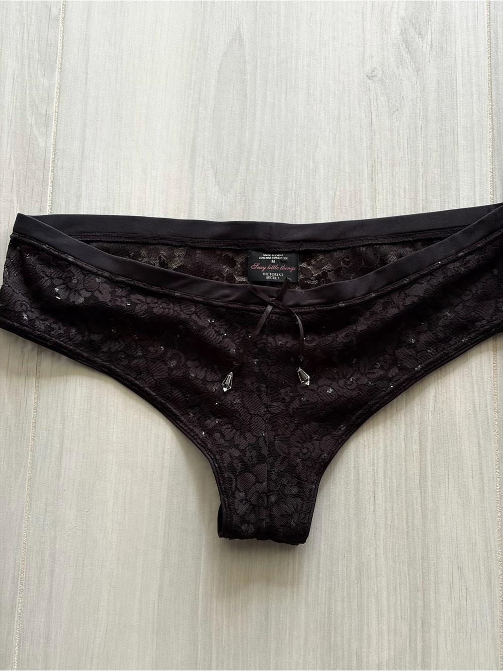 Victoria's Secret Sexy little things. Black Lace Low-Rise Bikini with crystals